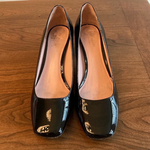 Kate Spade Black Block Heel Patent Pumps SZ 8 - Picture 2 of 7